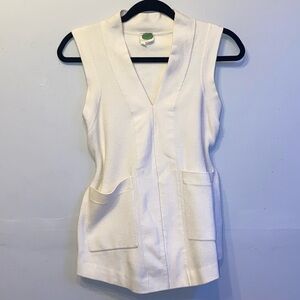 Anthropologie Sleeveless Belted V-Neck Knit Sweater Vest - Cream - Wmns Sz S